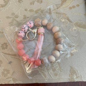 NEW PINK/LEOPARD TASSEL KEYCHAIN